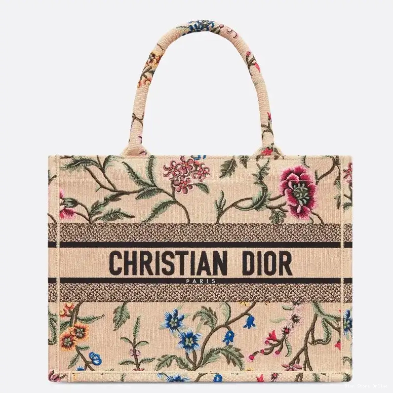 Canvas Tote Petites Book Beige Dior Fleurs Motif 0507 Hot Sale